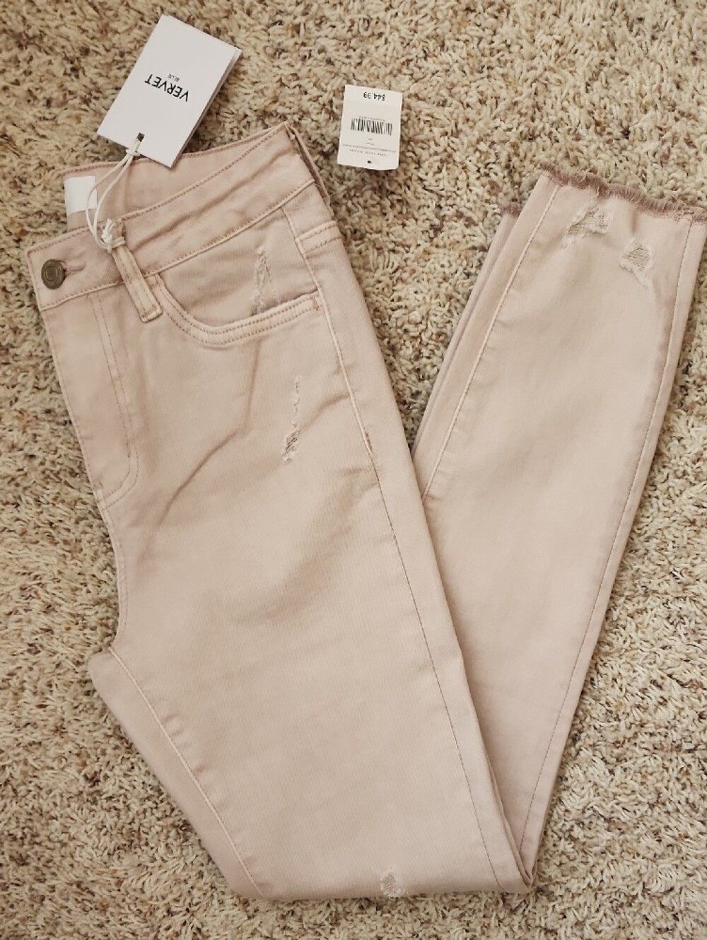 NWT VERVET Halie High Rise Skinny Taupe/Blush Jeans 2